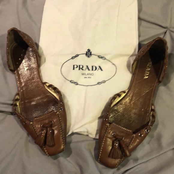 Prada brown leather flats - Picture 1 of 5